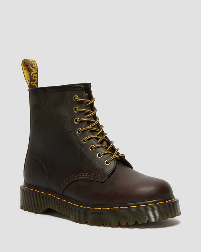 Dr Martens Mens 1460 Bex Crazy Horse Leather Lace Up Ankle Boots Dark Brown - 98407QAGD